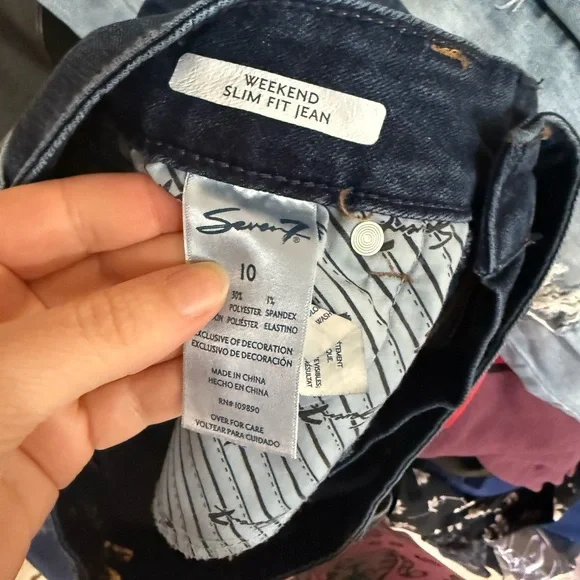 Seven7 Dark Blue Distressed Skinny Jeans - Picture 5 of 6